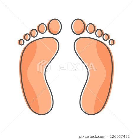 Footsteps outline icon. Cartoon footprint. Vector illustration 126957451