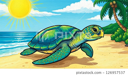 海龜在海裡游泳 126957537