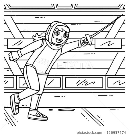 Fencing Female Fencer doing a Riposte Coloring Fencing Female Fencer doing a Riposte Coloring 126957574