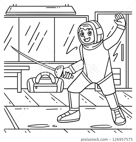 Fencing Female Fencer En Garde Position Coloring Fencing Female Fencer En Garde Position Coloring 126957575