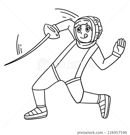 Fencing Male Fencer Disengaging Isolated Coloring Fencing Male Fencer Disengaging Isolated Coloring 126957590