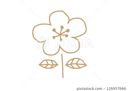 Scandinavian style hand-drawn floral vector illustration, gold Scandinavian style hand-drawn floral vector illustration, gold 126957666