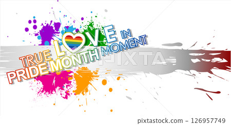 Celebrate True Love in Pride Month Moment with this vibrant vector template background, featuring a colorful LGBT rainbow design and joyful figures. Perfect for Pride Month campaigns for vector. Celebrate True Love in Pride Month Moment with this vibrant vector template background, featuring a colorful LGBT rainbow design and joyful figures. Perfect for Pride Month campaigns for vector. 126957749