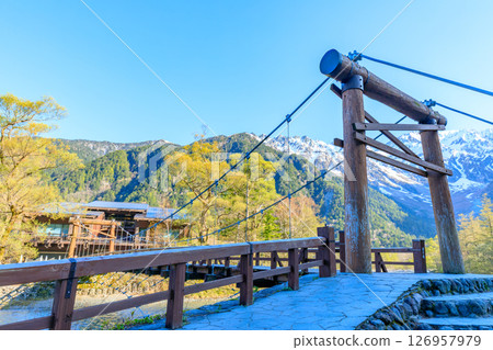 Early summer at Kamikochi Kappa Bridge, Matsumoto City, Nagano Prefecture 126957979