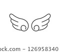 Simple angel wings icon, white, line art, illustration 126958340