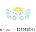 Simple angel wings and halo icon, color, illustration 126958341