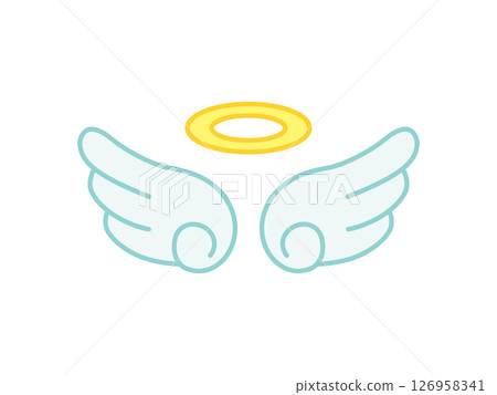 Simple angel wings and halo icon, color, illustration 126958341