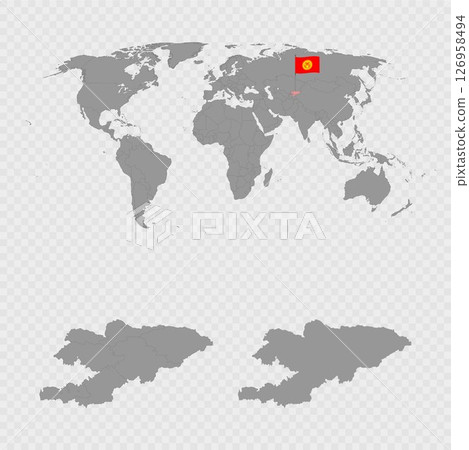 Kyrgyzstan Map Set with World Location. 126958494