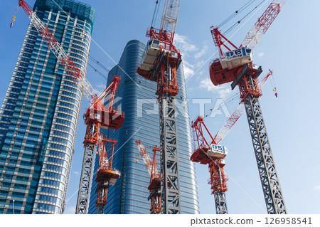 Construction site tower crane 126958541