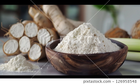 Cassava flour gluten free for healthy baking ingredient 126958548