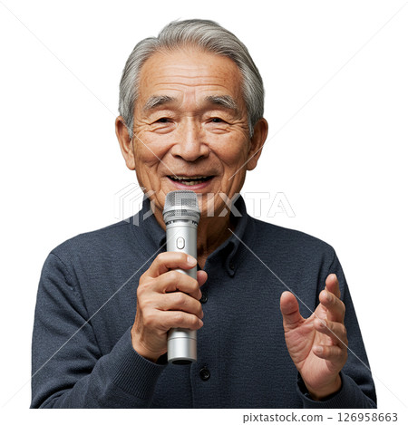 Elderly man singing karaoke Elderly man singing karaoke 126958663