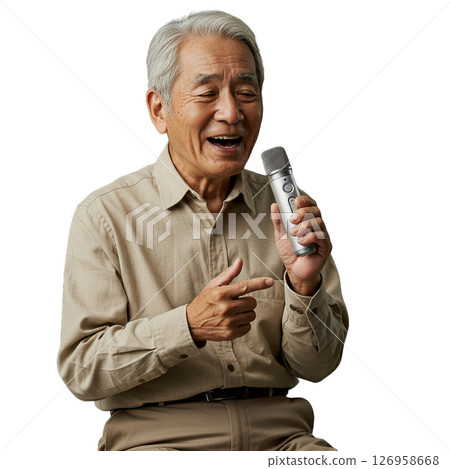 Elderly man singing karaoke 126958668
