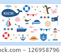 Summer marine illustration material set 126958796