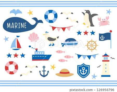 夏季海洋插畫素材集 夏季海洋插畫素材集 126958796