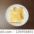 Simple toast on a white plate 126958801