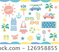 Summer, sea and beach illustration set (recommended for summer vacation leisure materials and children's materials) 126958855