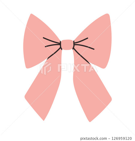 Simple pink bow isolated on white background. Flat vector illustration of cute bow for postcard, scrapbooking, poster design, sticker. Simple pink bow isolated on white background. Flat vector illustration of cute bow for postcard, scrapbooking, poster design, sticker. 126959120