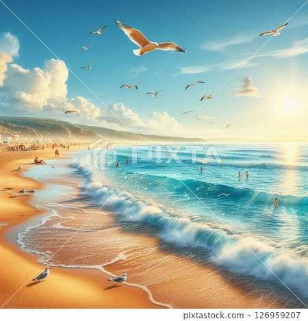 夏日海邊沙灘 126959207