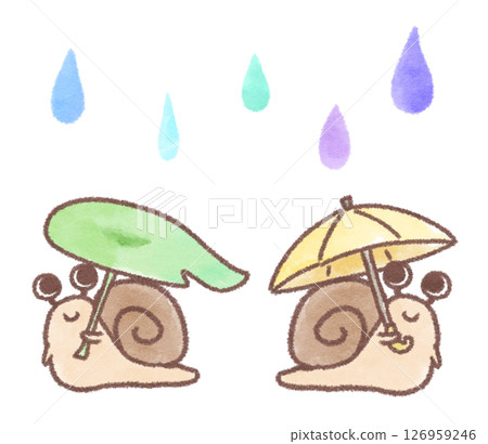 Illustration of a snail holding an umbrella 126959246