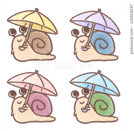 Illustration of a snail holding an umbrella 126959247