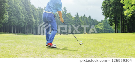 Golf course with beautiful fresh green grass 126959304