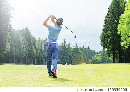 Golf course with beautiful fresh green grass 126959306