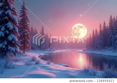 landscape with snowy mountains 126959321