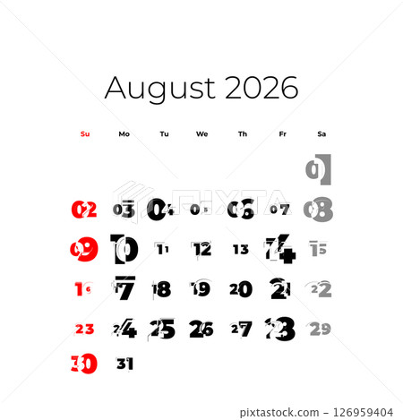 August 2026 calendar for USA 126959404