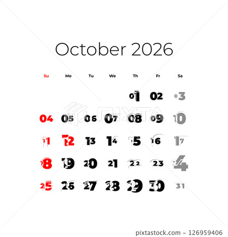 October 2026 calendar for USA 126959406