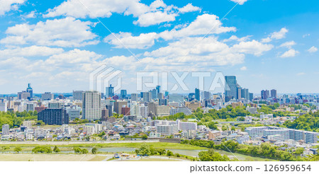 從青葉城遺址欣賞清新綠色的仙台市全景 126959654