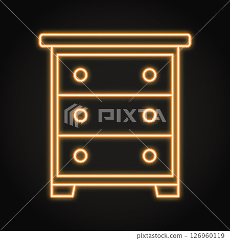 Wooden dresser neon line icon Wooden dresser neon line icon 126960119