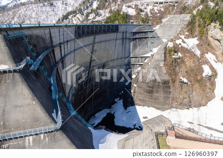 Dam lake on a sunny day in winter 126960397