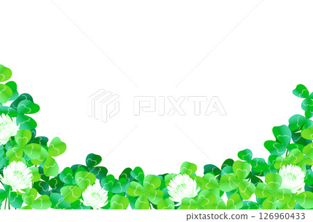 白三葉草、四葉草和三葉草花田的插圖（帶複製空間） 126960433