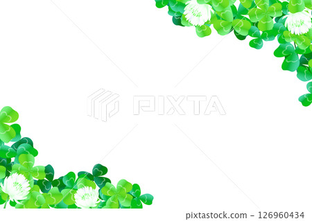 Illustration material of white clover, four-leaf clover, and three-leaf clover (with copy space) Illustration material of white clover, four-leaf clover, and three-leaf clover (with copy space) 126960434