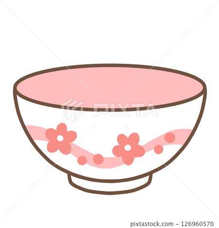 A pink teacup with a floral pattern 126960570