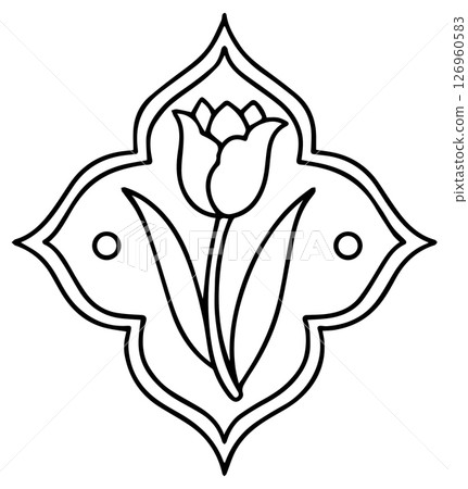 Coloring book. funny frame with flower. Vector graphics, cartoon	 126960583