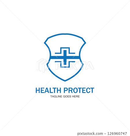 health protection with shield logo design vector template for medical or insurance company-vector 126960747