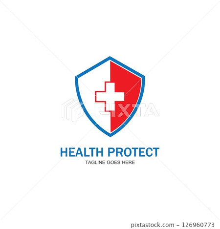 health protection with shield logo design vector template for medical or insurance company-vector 126960773