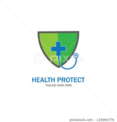 health protection with shield logo design vector template for medical or insurance company-vector 126960776