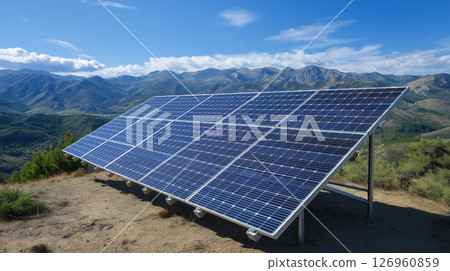 Solar panel installation in a mountainous region 126960859