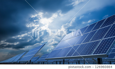 Solar panels capturing energy in clouds 126960864
