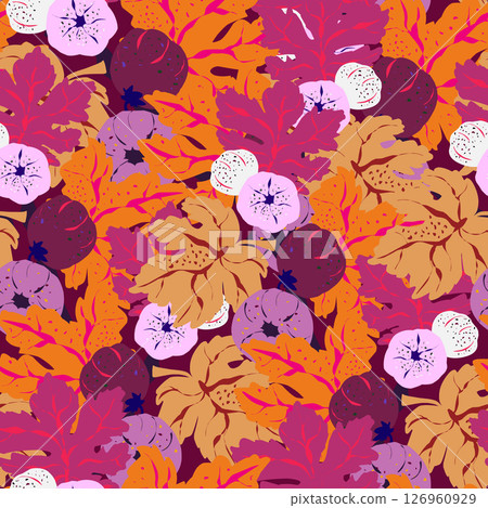 seamless pattern with autumn leaves seamless pattern with autumn leaves 126960929