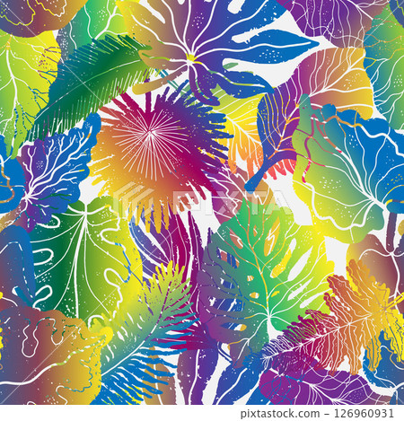 seamless pattern with tropical plants and leaves 126960931
