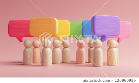 Diverse people dialogue expressed in colorful speech bubbles | Communication 126960989