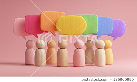 Diverse people dialogue expressed in colorful speech bubbles | Communication 126960990