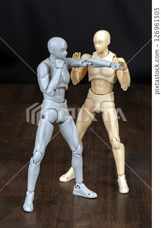 Salab Fan Pla (Cross-switch Defense) Figurines, 1 of 15 Standard Mae Mai Muay Thai Techniques 126961505