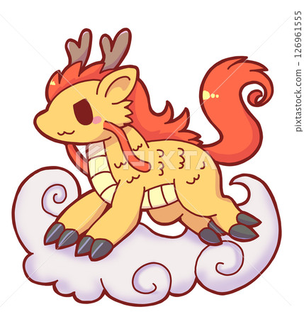 Golden Kirin on the clouds 126961555