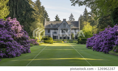 Blooming flowers in garden view 126962287