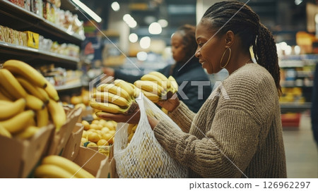 Buying fresh bananas 126962297
