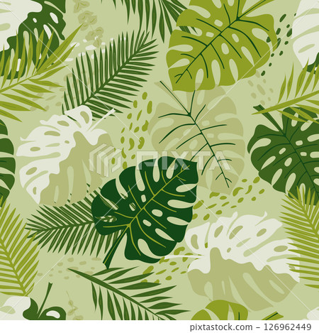 Seamless pattern with tropical leaves. Botanical background.  126962449